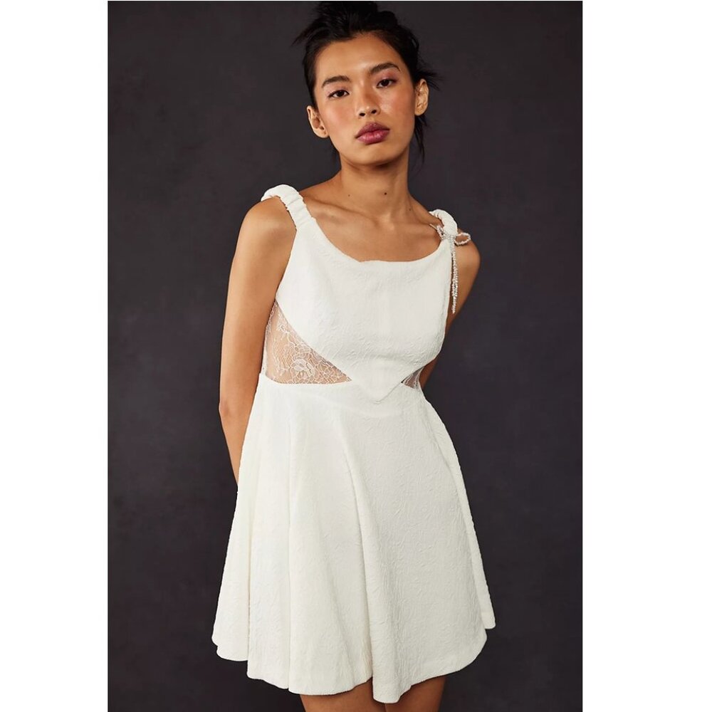 NEW Free People Brooklyn Mini Dress White Lace Sleeveless Strappy